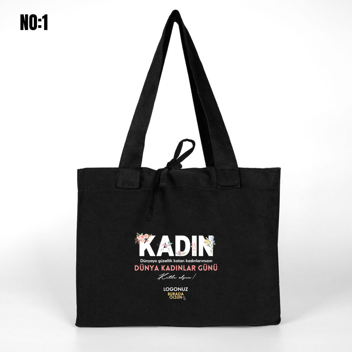 Dünya Kadınlar Günü 8 Mart'a Özel Medium City Soft Kumaş Çanta - Siyah - 35x30x10 cm (Özelleştirilebilir) - istecanta.com