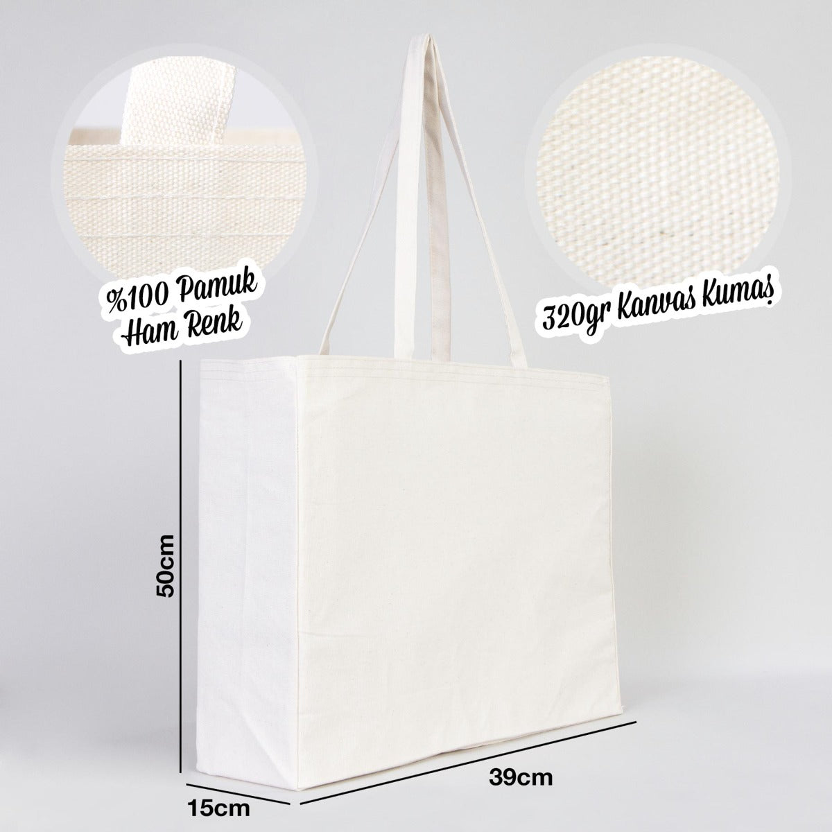 Mega Büyük Boy Kanvas Çanta - Tam Körüklü 39x50x15 cm - istecanta.com