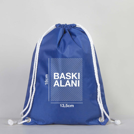 İmperteks 30x40 Kuş Gözlü Mavi Büzgülü Sırt Çantası (Özelleştirilebilir) - istecanta.com