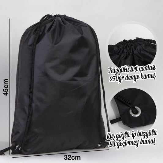 İmperteks 32x45 Kuş Gözlü Büzgülü Sırt Çantası - Siyah - istecanta.com