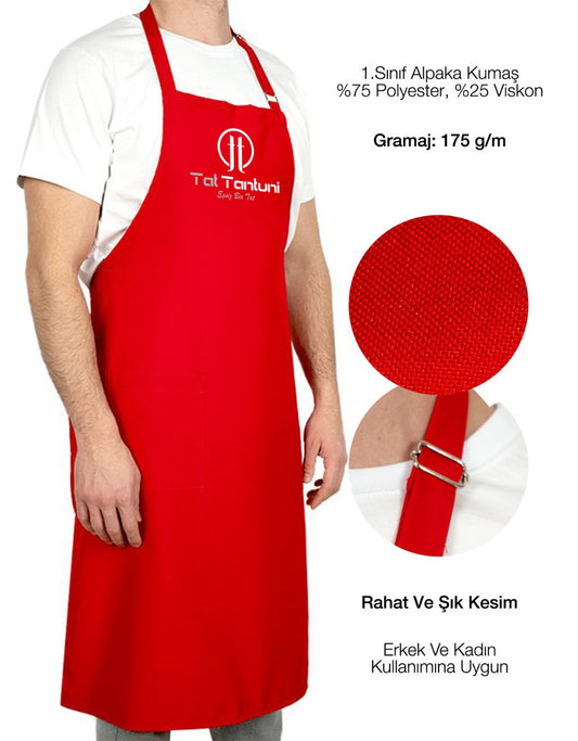 Mutfak Önlüğü - Kırmızı Ayarlanabilir (Özelleştirilebilir) - istecanta.com