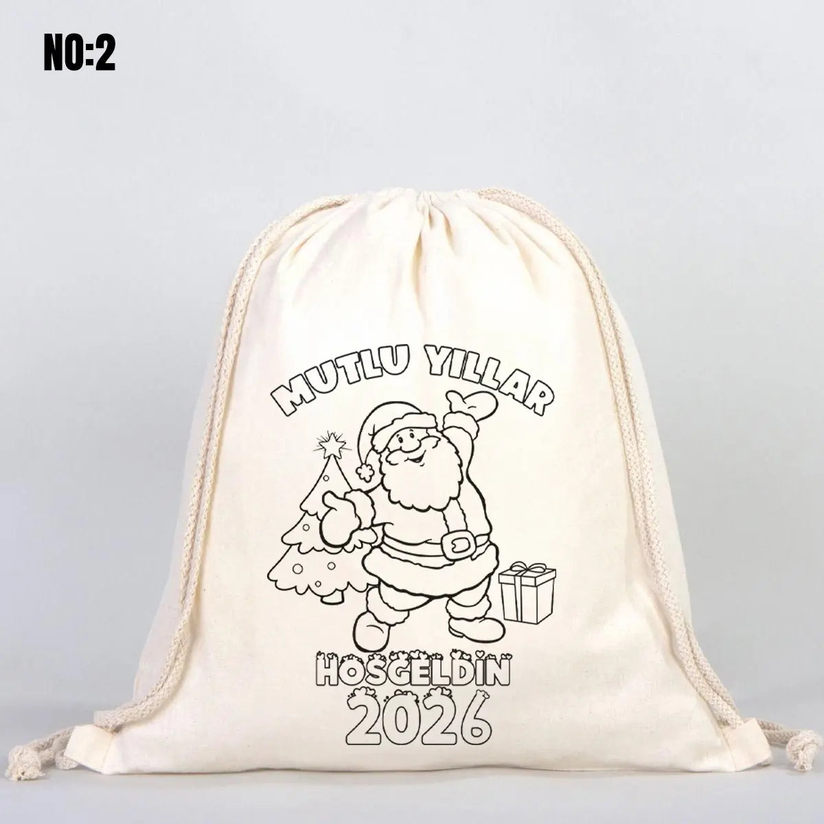 2025 Mutlu Yıllar Yılbaşı Boyanabilir Büzgülü Sırt Çantası (Özelleştirilebilir)
