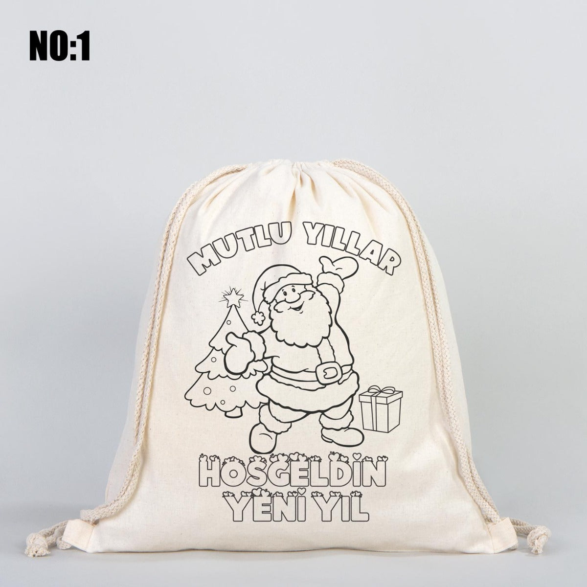 2025 Mutlu Yıllar Yılbaşı Boyanabilir Büzgülü Sırt Çantası (Özelleştirilebilir) - istecanta.com
