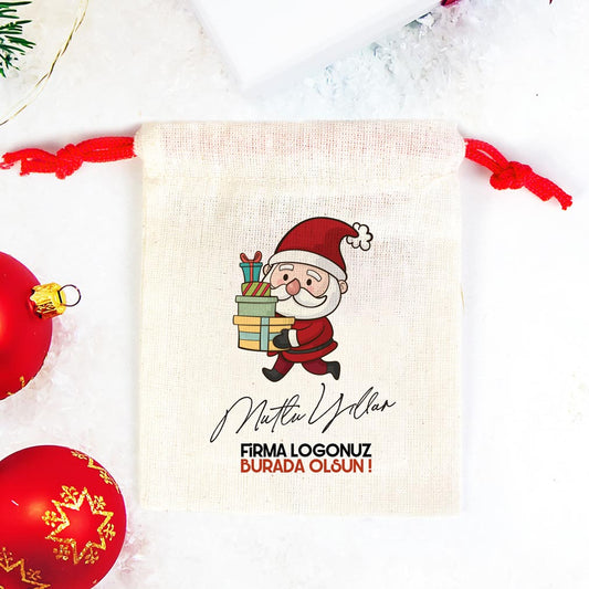 Yılbaşı Hediyesi Mutlu Yıllar Noel Baba Baskılı 4 - Renkli İp (Özelleştirilebilir) - istecanta.com