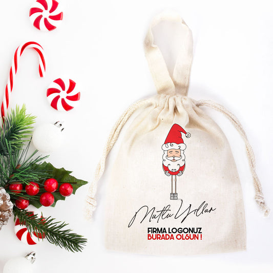 Yılbaşı Bez Kese Modelleri - Mutlu Yıllar 15,5x20 cm Tek Tutma Kısa Kulp (Özelleştirilebilir) - istecanta.com