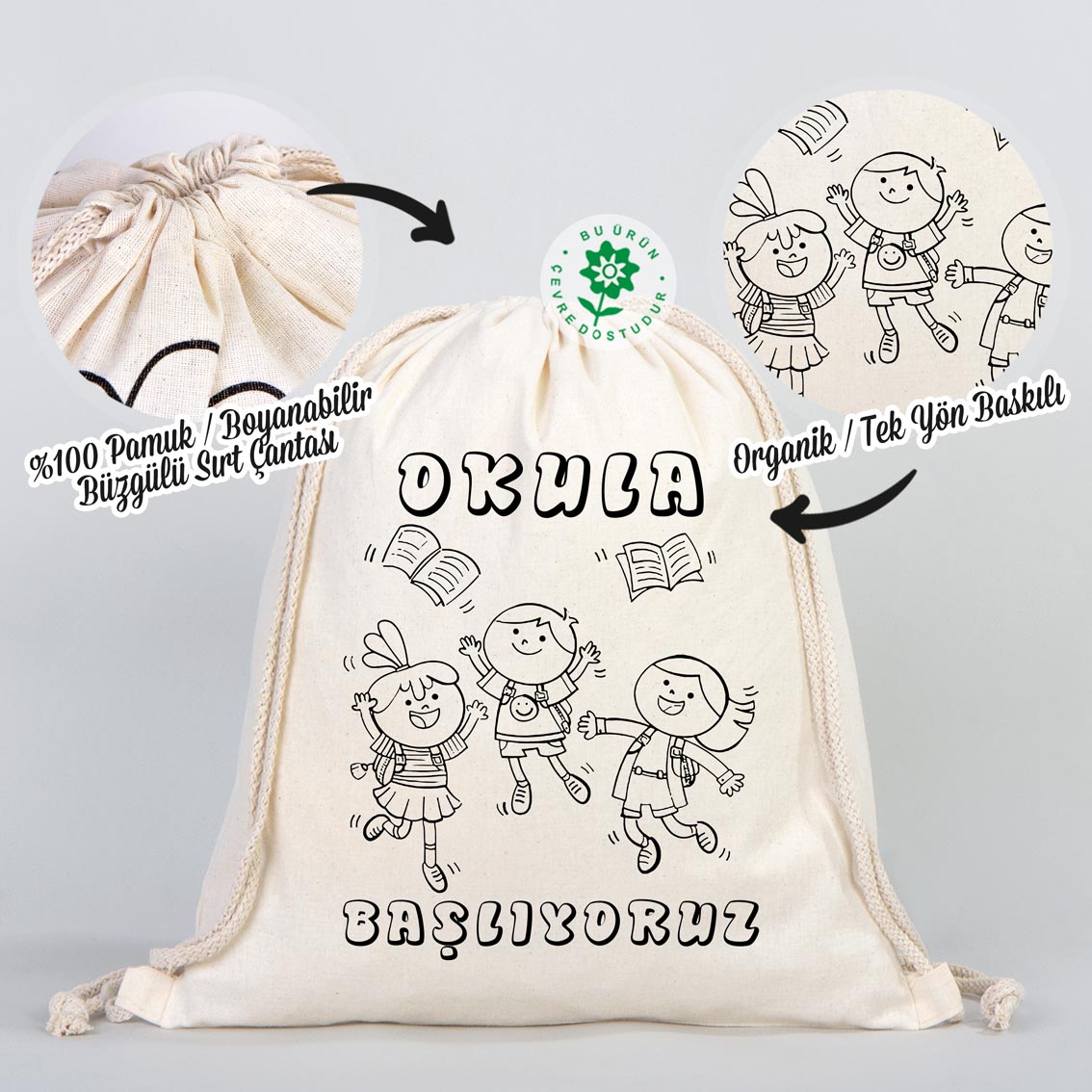 Okula Hoşgeldin Boyanabilir Çanta - istecanta.com