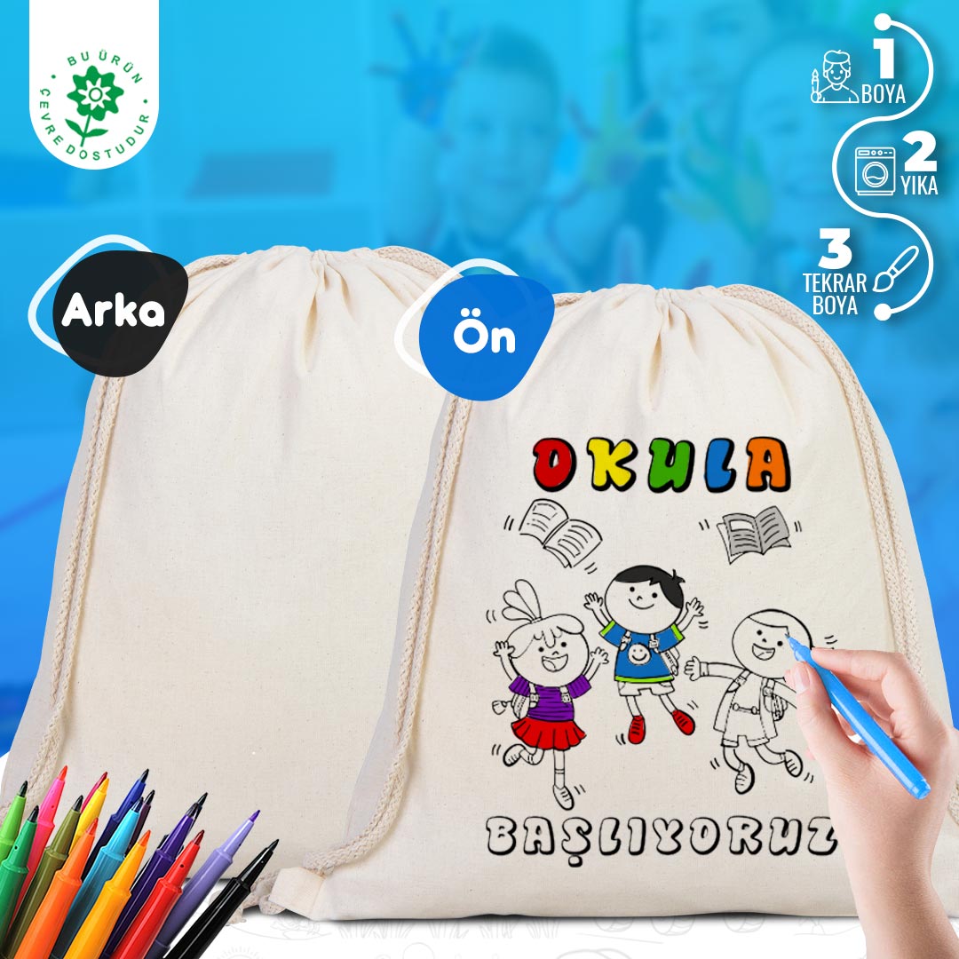 Okula Hoşgeldin Boyanabilir Çanta - istecanta.com