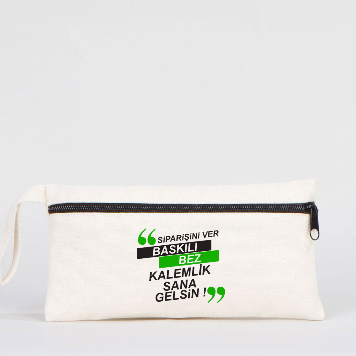 Önden Fermuarlı Bez Kalemlik 21x10 cm (Özelleştirilebilir) - istecanta.com