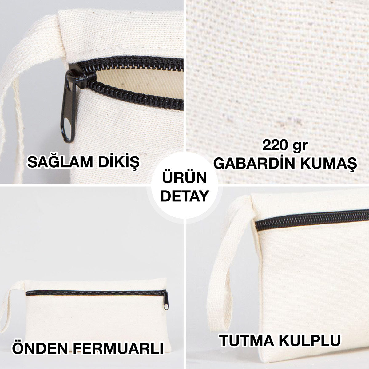 Önden Fermuarlı Bez Kalemlik 21x10 cm (Özelleştirilebilir) - istecanta.com