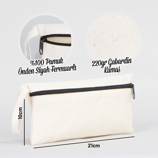 Önden Fermuarlı Bez Kalemlik 21x10 cm - istecanta.com