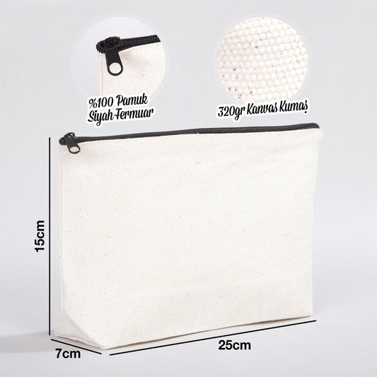 Kanvas Makyaj Çantası - Alttan Körüklü 25x15x7 cm - istecanta.com