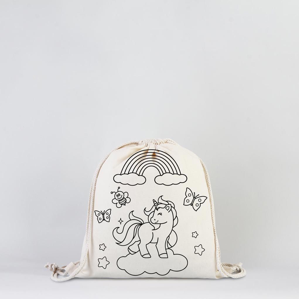 Büzgülü Çanta Hobi Boyama Set 2 - 20 Adet Boyanabilir Büzgülü Çanta / 4 Adet Keçeli Kalem 12'li - istecanta.com