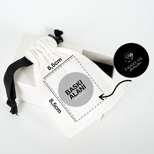 Mücevher Hediye Çantası - Siyah İpli - 10x13cm (Özelleştirilebilir) - istecanta.com