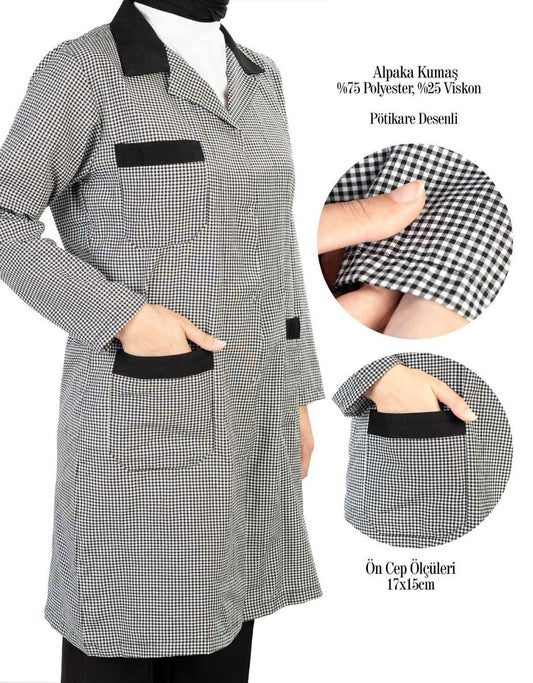 Pötikare Kadın İş Önlük, Siyah Açık Yaka - istecanta.com