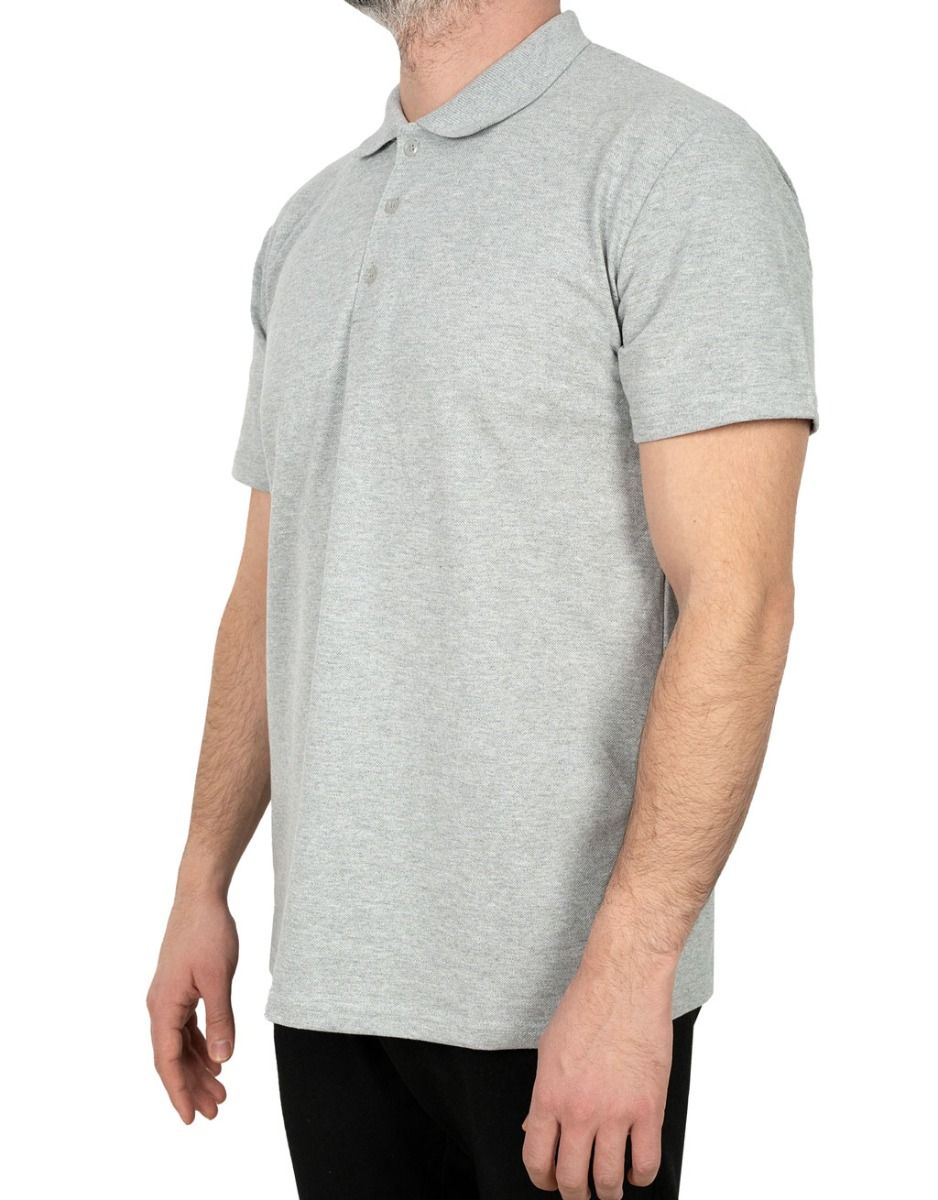 Polo Yaka Gri Tişört - Baskılı - istecanta.com