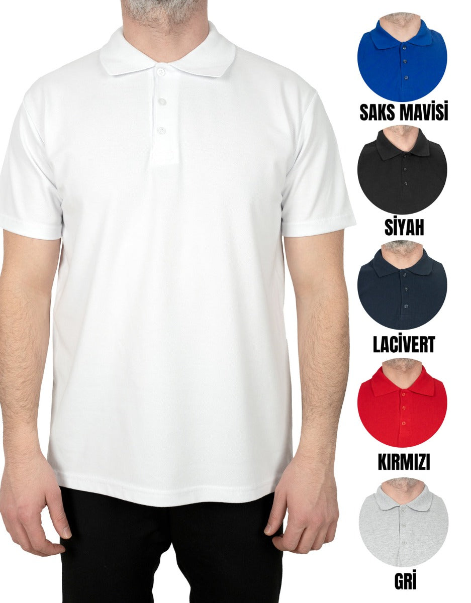 Polo Yaka Beyaz Tişört - Dijital Baskılı - istecanta.com