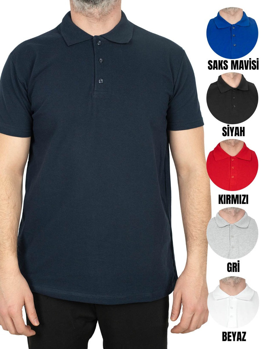 Polo Yaka Lacivert Tişört - Baskılı - istecanta.com