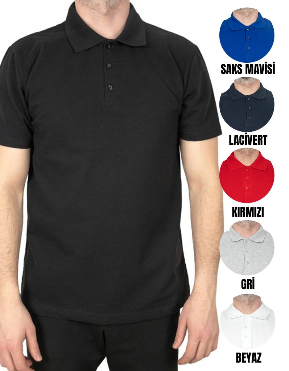 Polo Yaka Siyah Tişört - Dijital Baskılı - istecanta.com