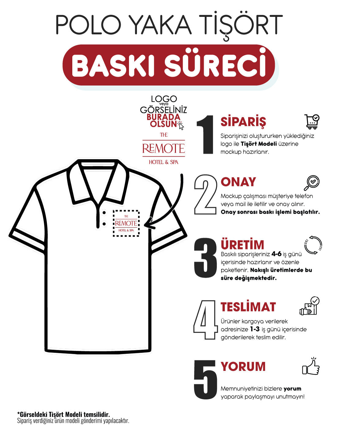 Baskılı Premium Polo Yaka Tişört Beyaz