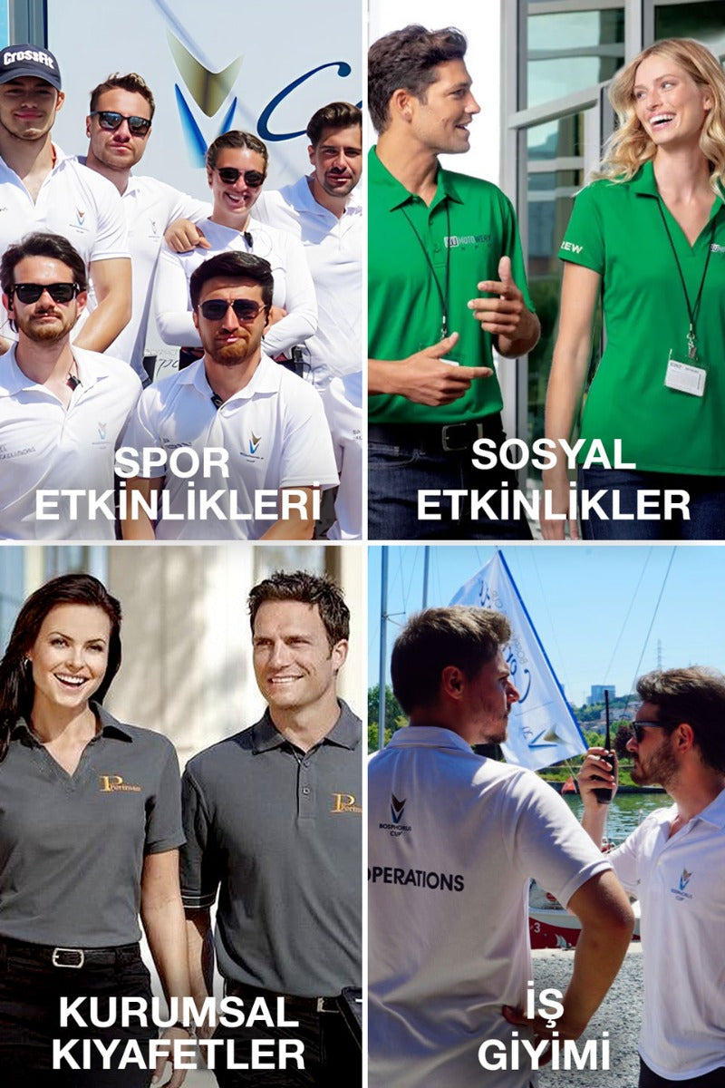 Polo Yaka Lacivert Tişört - Baskılı - istecanta.com