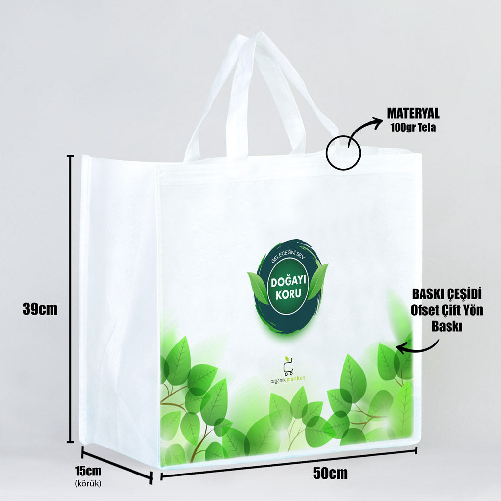 Promosyon Beyaz Tela Çanta - Market Çantası - istecanta.com