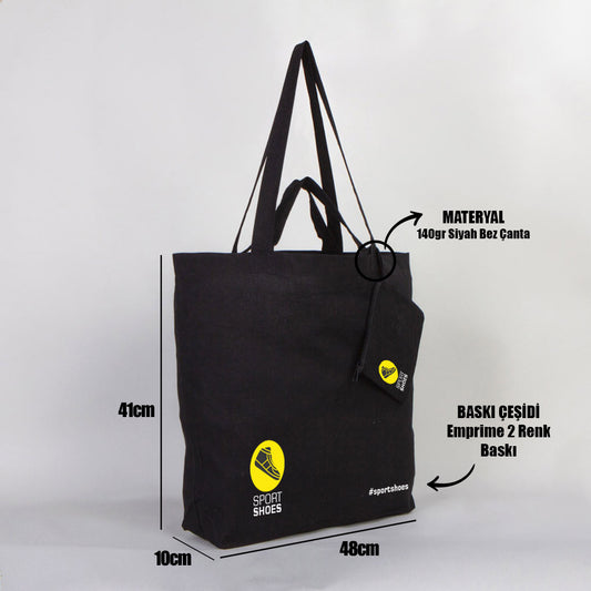 Promosyon Bez Çanta -Cift Kulplu Siyah Alışveriş Çantası - istecanta.com