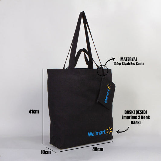Promosyon Katlanabilir Alışveriş Çantası - Siyah Renk - istecanta.com