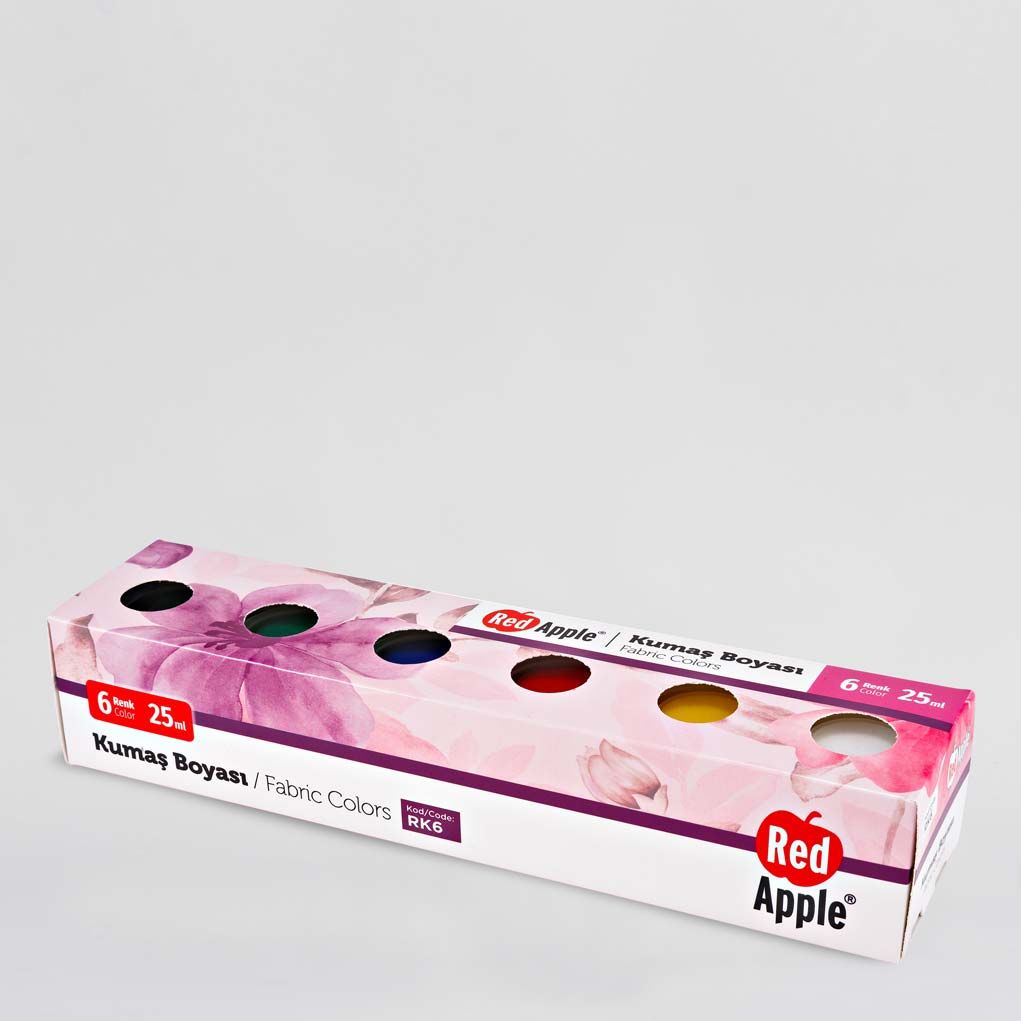 Büzgülü Sınıf Boyama Set 1 - 20 Adet Ham Bez Büzgülü Sırt Çantası / 2 Adet Red Apple 6'lı Kumaş Boyası Seti - istecanta.com