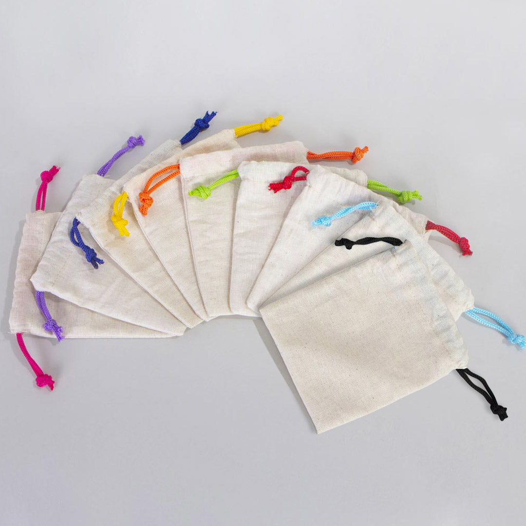 Bez Kese 10x13 cm - Renkli İp -Turuncu (Özelleştirilebilir) - istecanta.com