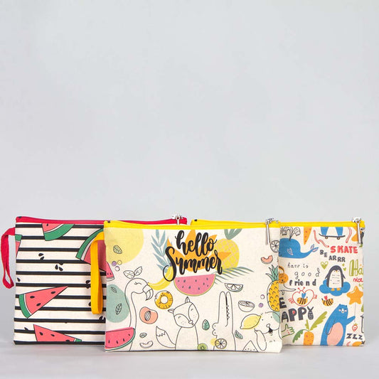 Summer Baskılı Clutch Set - Her Üründen 1 Adet - istecanta.com
