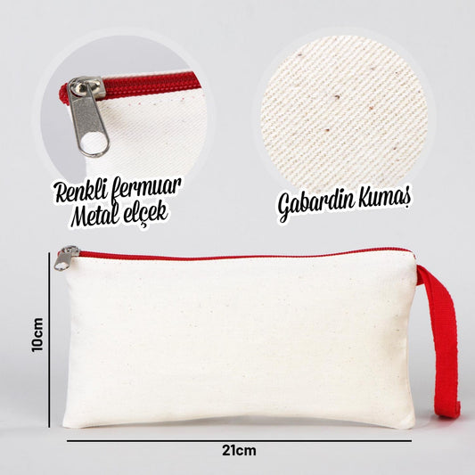 Bez Kalemlik Renkli Fermuar Kırmızı - 21x10cm Boyutlarında - istecanta.com