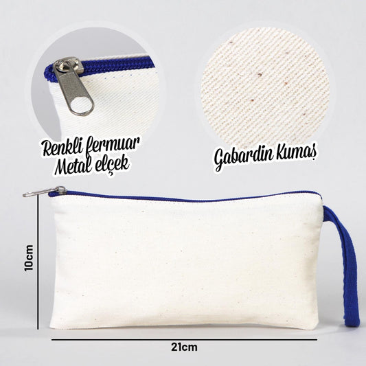 Bez Kalemlik Renkli Fermuar Saks Mavi - 21x10cm Boyutlarında - istecanta.com