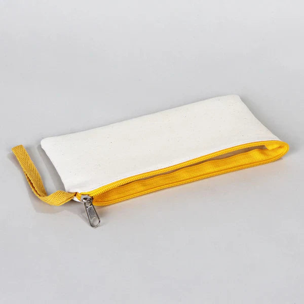 Boyanabilir 21x10 cm Sarı Renkli Fermuarlı Bez Kalemlik - Bayram Kesesi - görsel 8