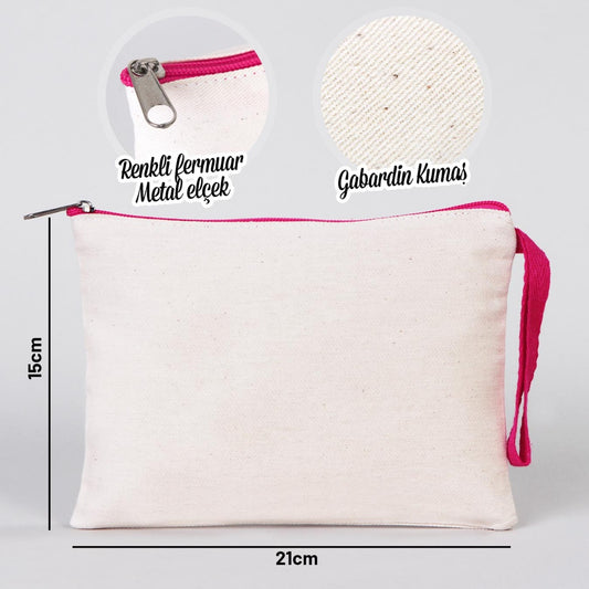 Clutch 21x15 cm Fuşya Fermuar - istecanta.com