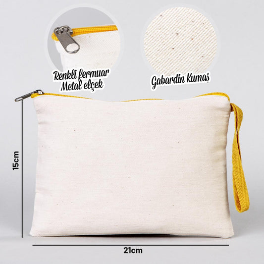 Clutch 21x15 cm Sarı Fermuar - istecanta.com