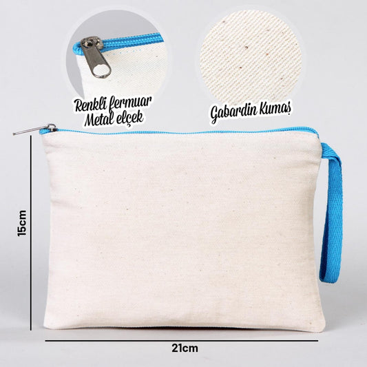 Clutch 21x15 cm Turkuaz Fermuar - istecanta.com