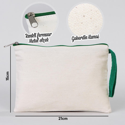 Clutch 21x15 cm Yeşil Fermuar - istecanta.com