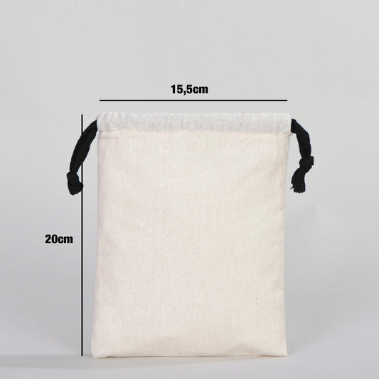 Bez Kese 15,5x20 cm - Renkli İp - Siyah - istecanta.com