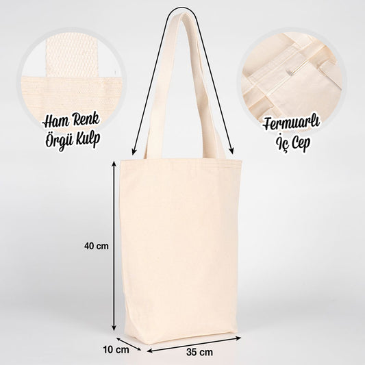Kanvas Bez Çanta - Geniş Hacim - Örgü Kulp - İç Cepli 35x40x10 cm - istecanta.com