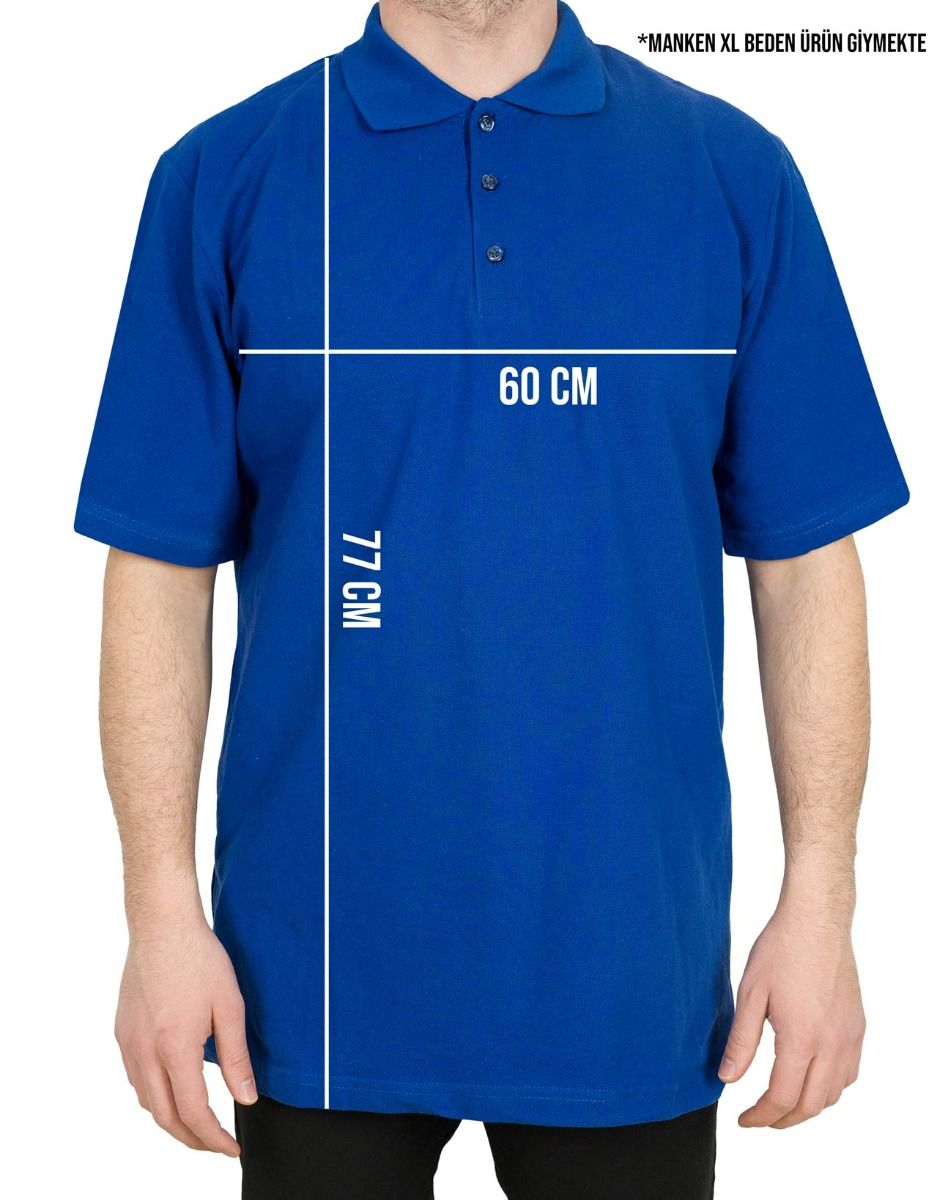 Polo Yaka Mavi Tişört - Dijital Baskılı - istecanta.com