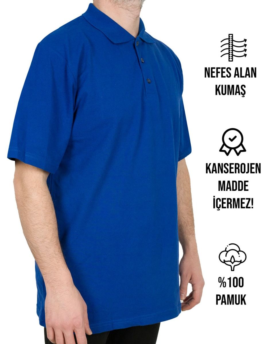 Polo Yaka Mavi Tişört - Dijital Baskılı - istecanta.com