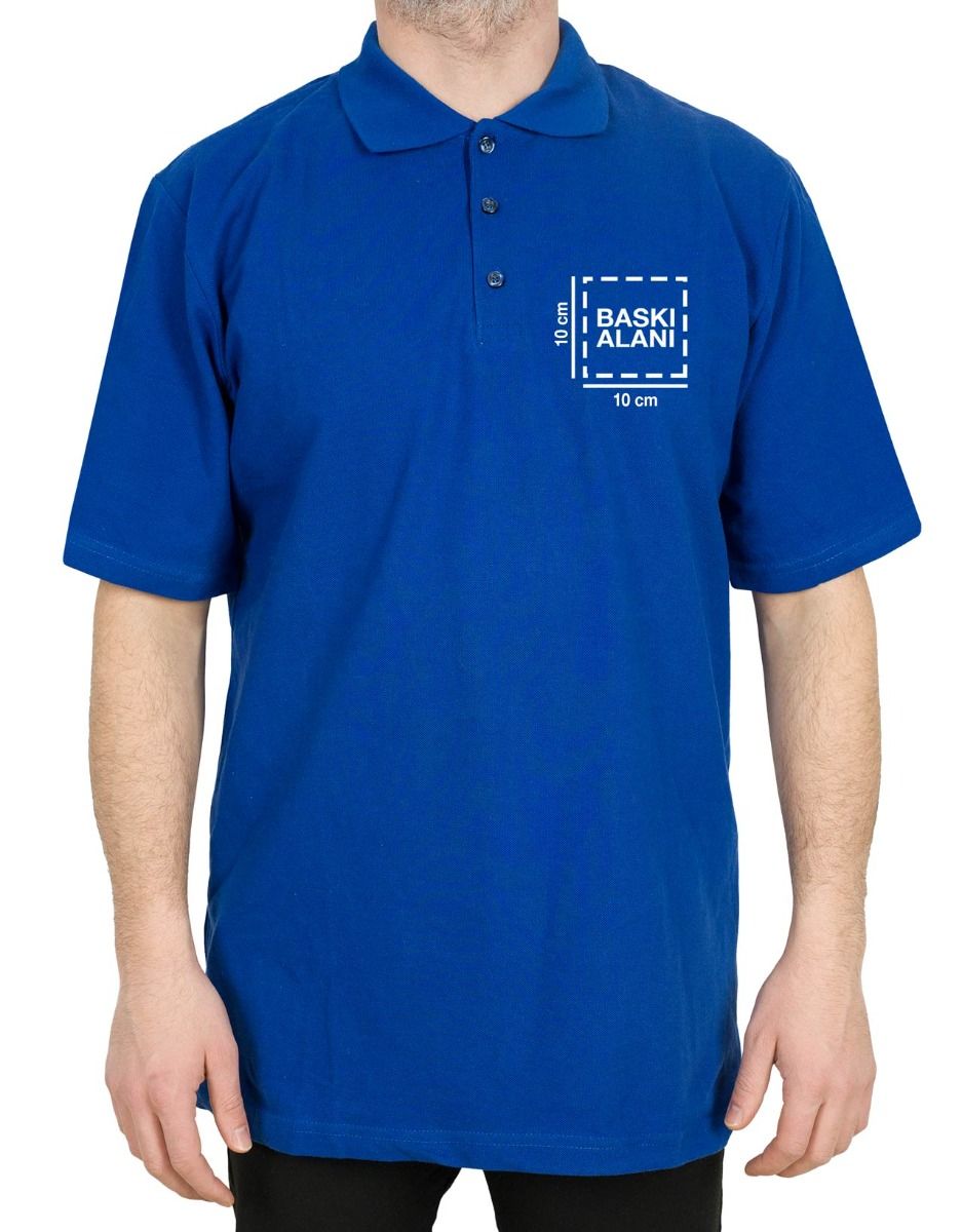 Polo Yaka Mavi Tişört - Dijital Baskılı - istecanta.com