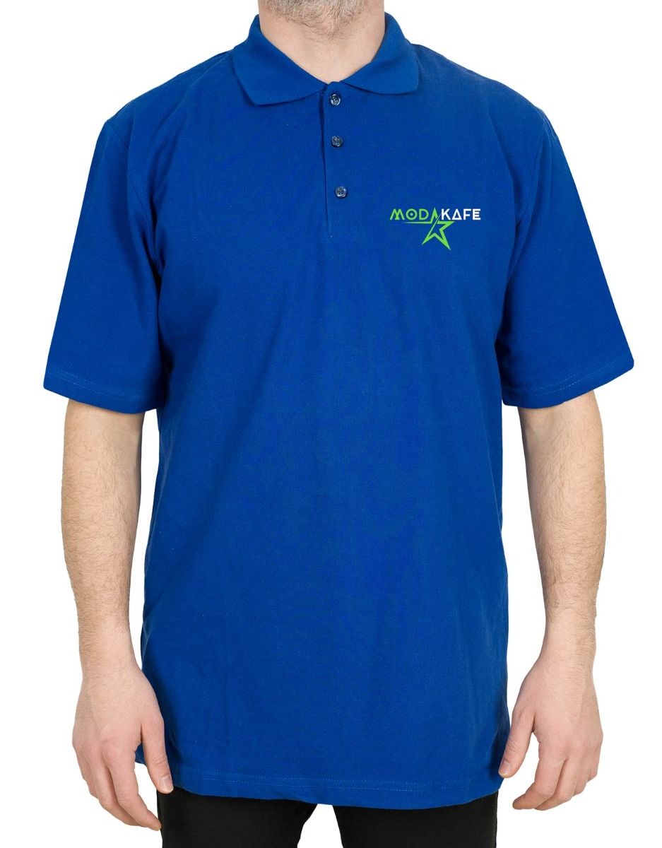 Polo Yaka Mavi Tişört - Dijital Baskılı - istecanta.com