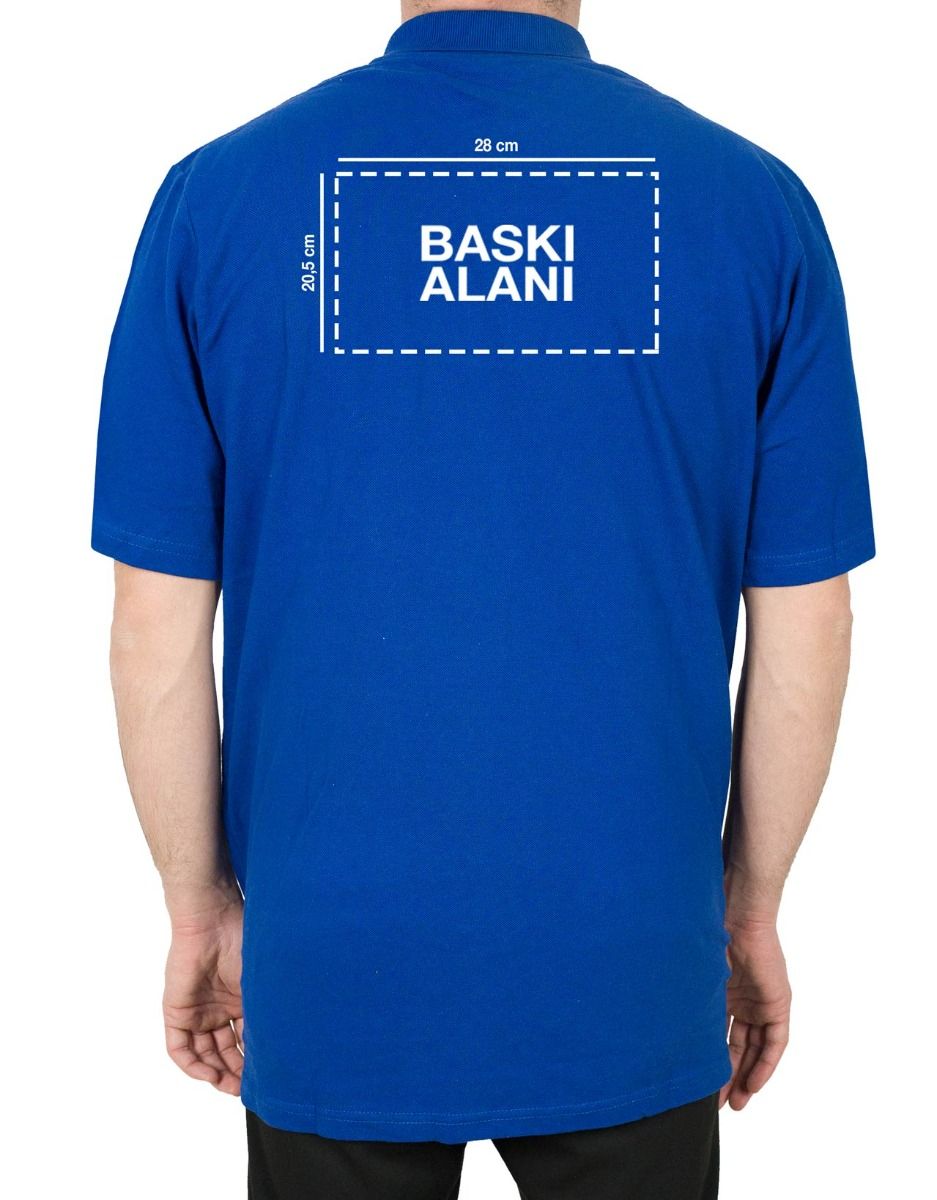 Polo Yaka Mavi Tişört - Dijital Baskılı - istecanta.com