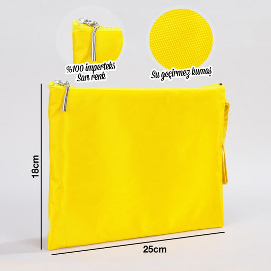 Sarı İmperteks Clutch - 25x18 cm - istecanta.com