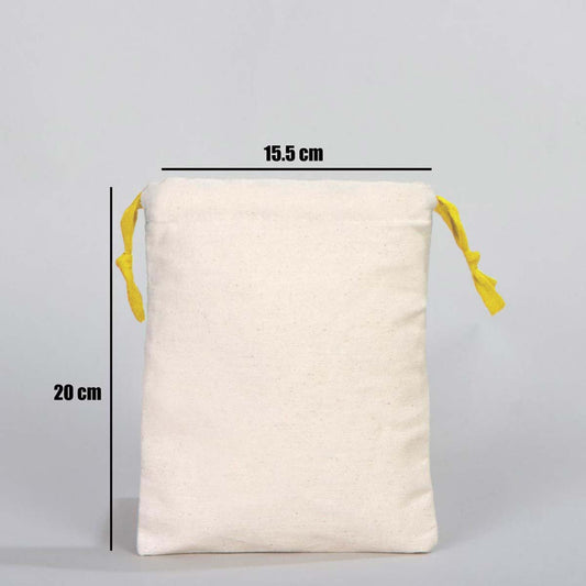 Bez Kese 15,5x20 cm - Renkli İp - Sarı - istecanta.com