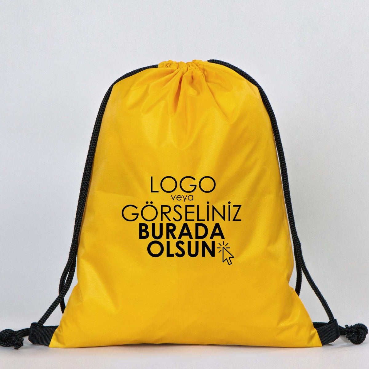 Sarı İmperteks Büzgülü Sırt Çantası - 32x45 cm (Özelleştirilebilir) - istecanta.com