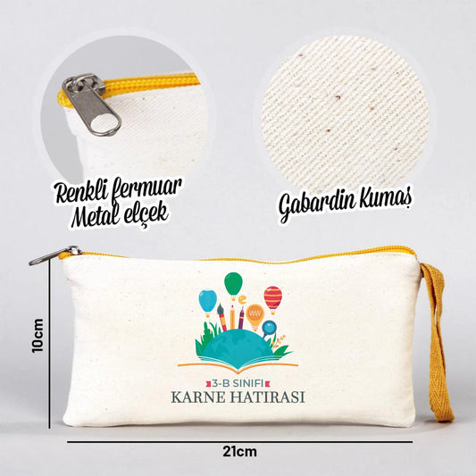 Karne Günü Baskılı Bez Kalemlik – Sarı Fermuarlı