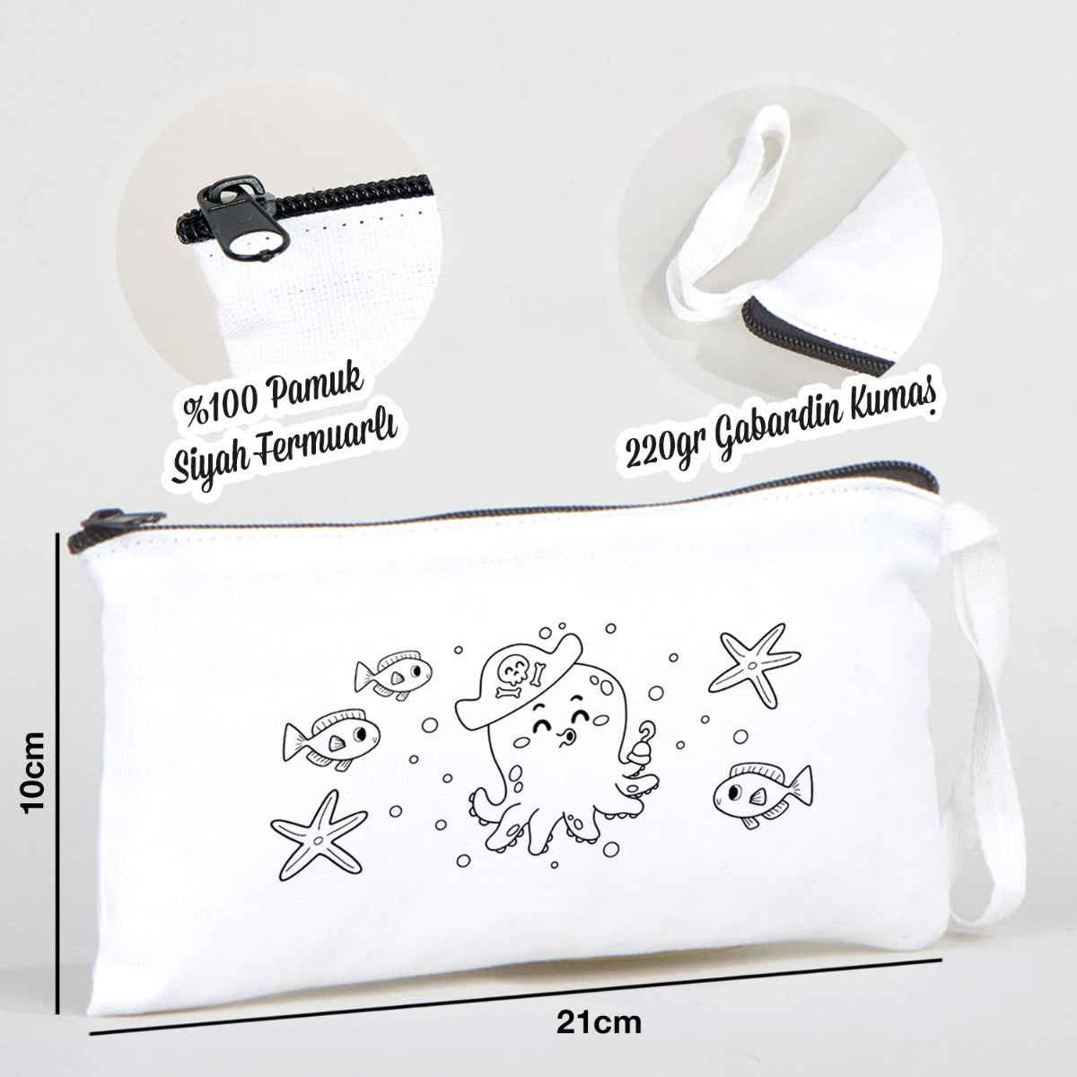 Boyanabilir Bez Kalemlik - Deniz Hayatı - istecanta.com