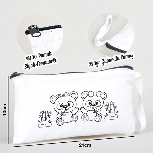 Boyanabilir Bez Kalemlik - Sevimli Ayıcıklar - istecanta.com